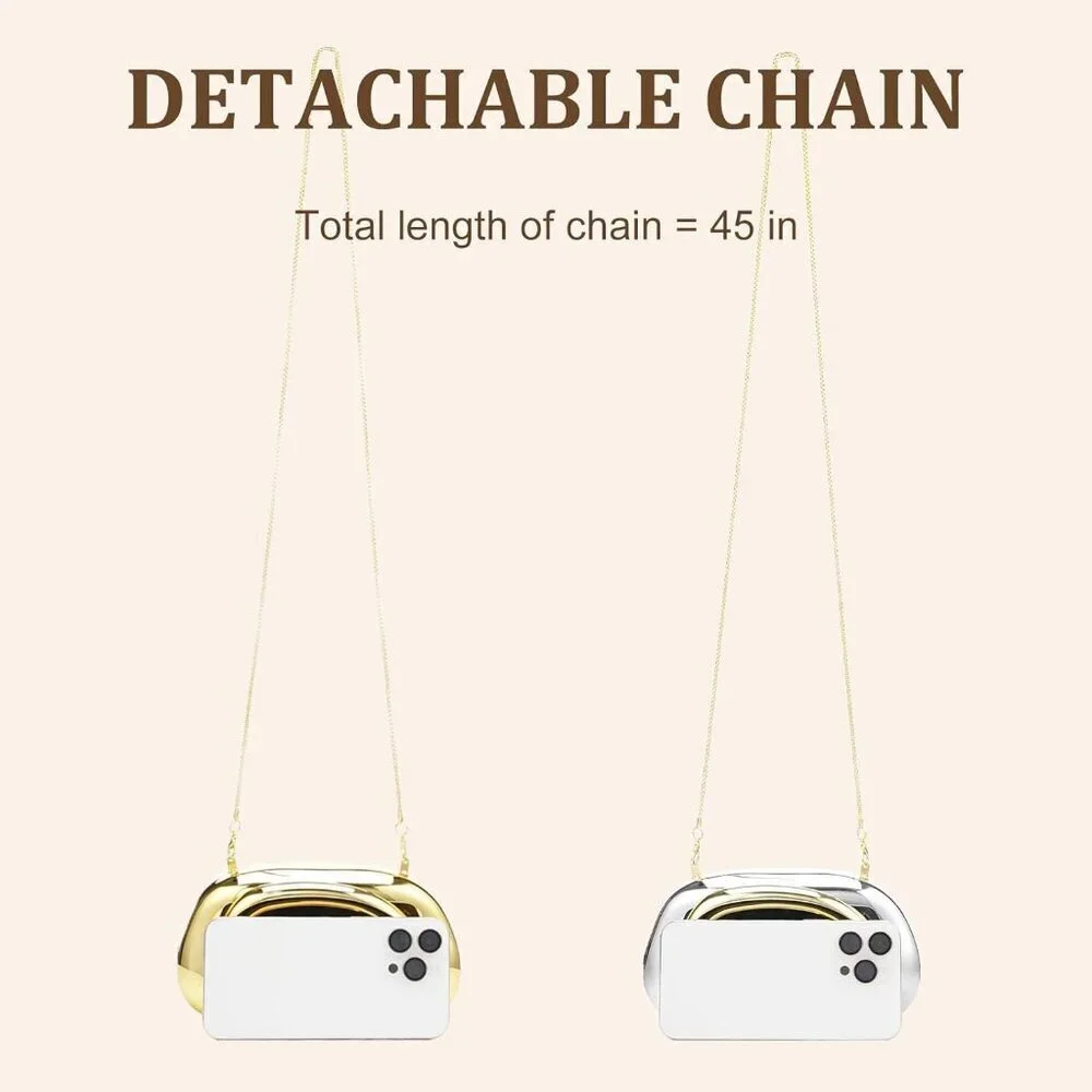 Women's Gold Acrylic Zipper Magnetic Closure Shoulder Wedding Crossbody Clutch
